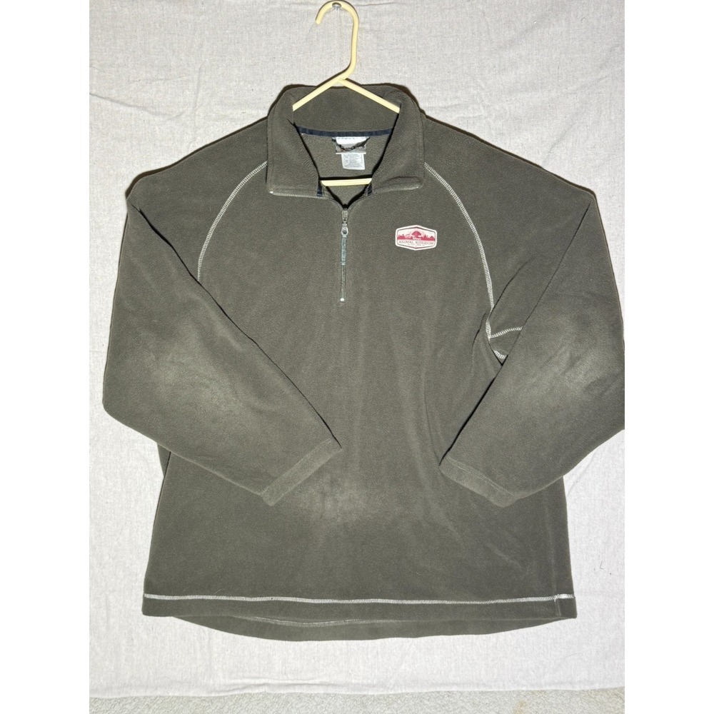 Vintage Walt Disney World Animal Kingdom Fleece Pullover 1/4 Zip Mens XL Green